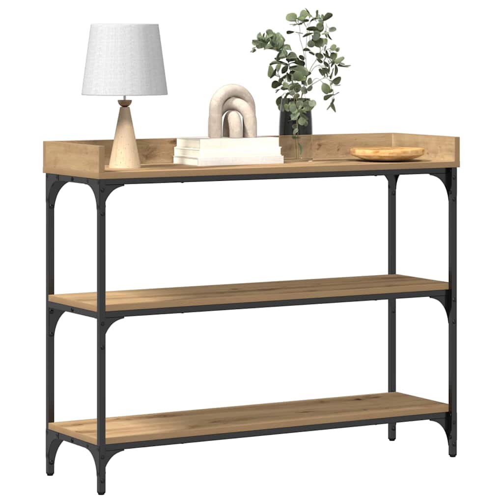 Table Console avec étagère chêne artisanal 100 x 30 x 80 cm - XIOS
