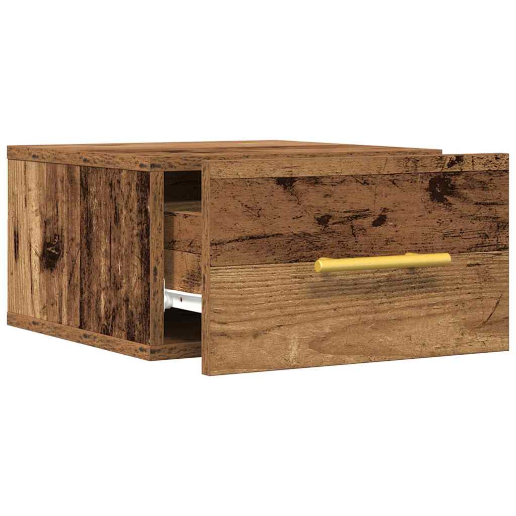 Table de chevet murale en bois ancien 35x35x20 cm
