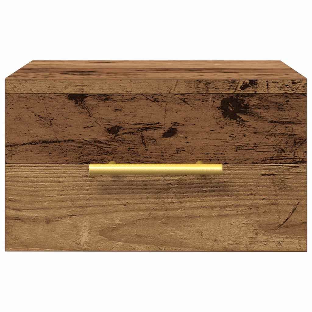 Table de chevet murale en bois ancien 35x35x20 cm