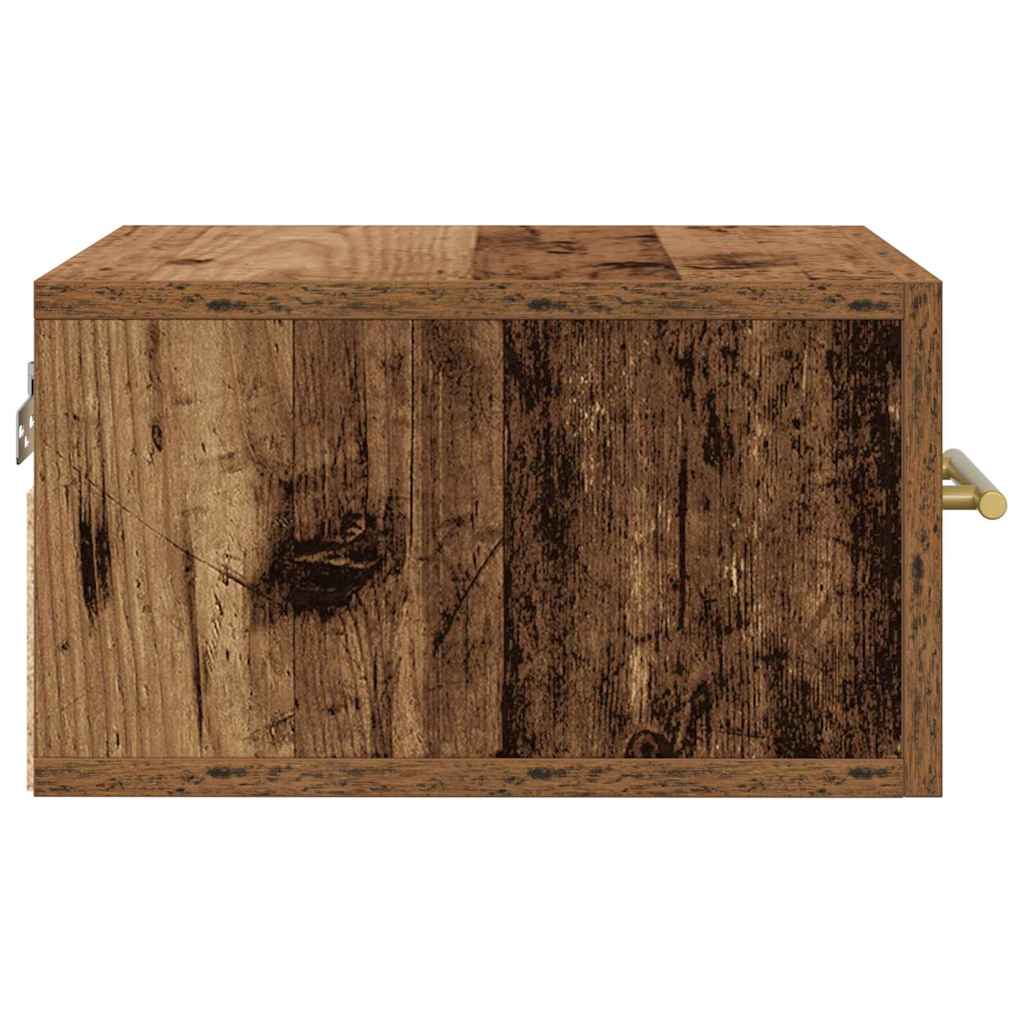 Table de chevet murale en bois ancien 35x35x20 cm