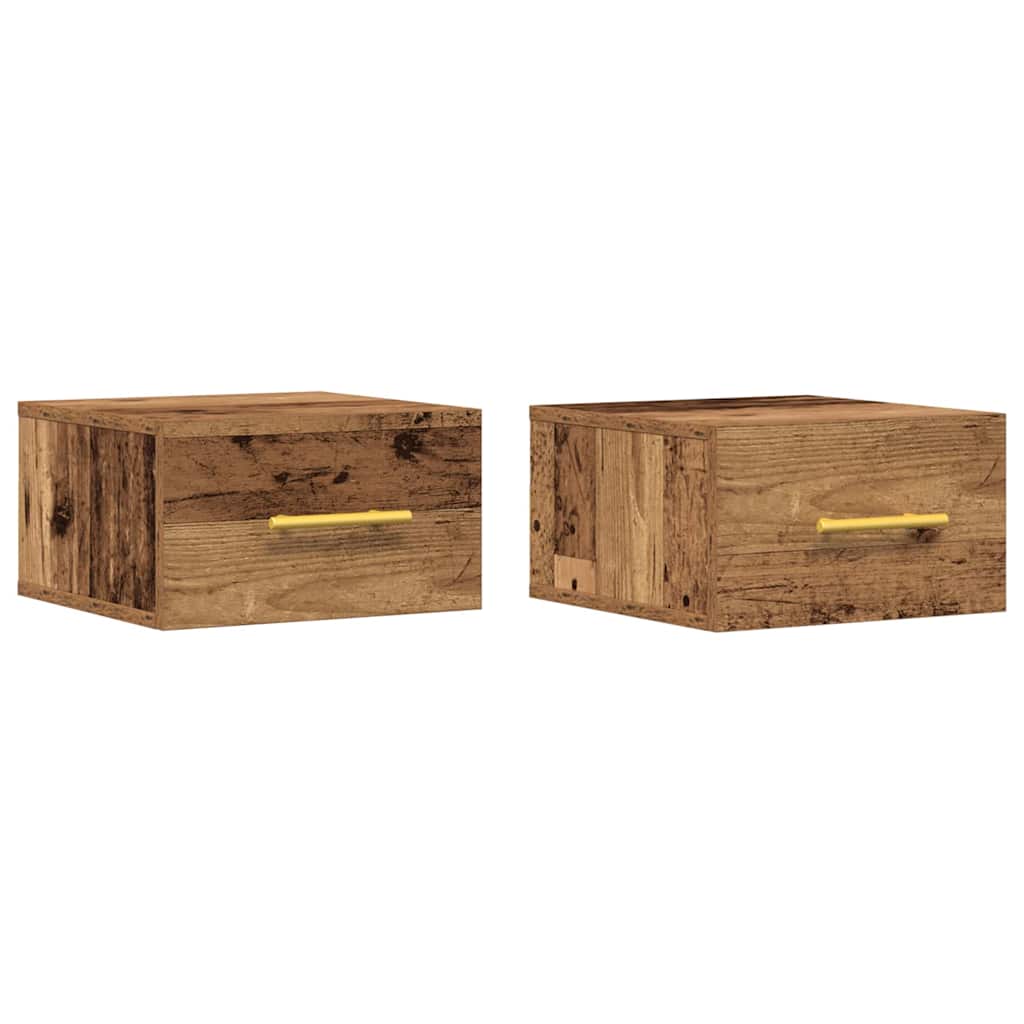 tables de chevet vidaXL 2 pcs murales en vieux bois 35x35x20 cm