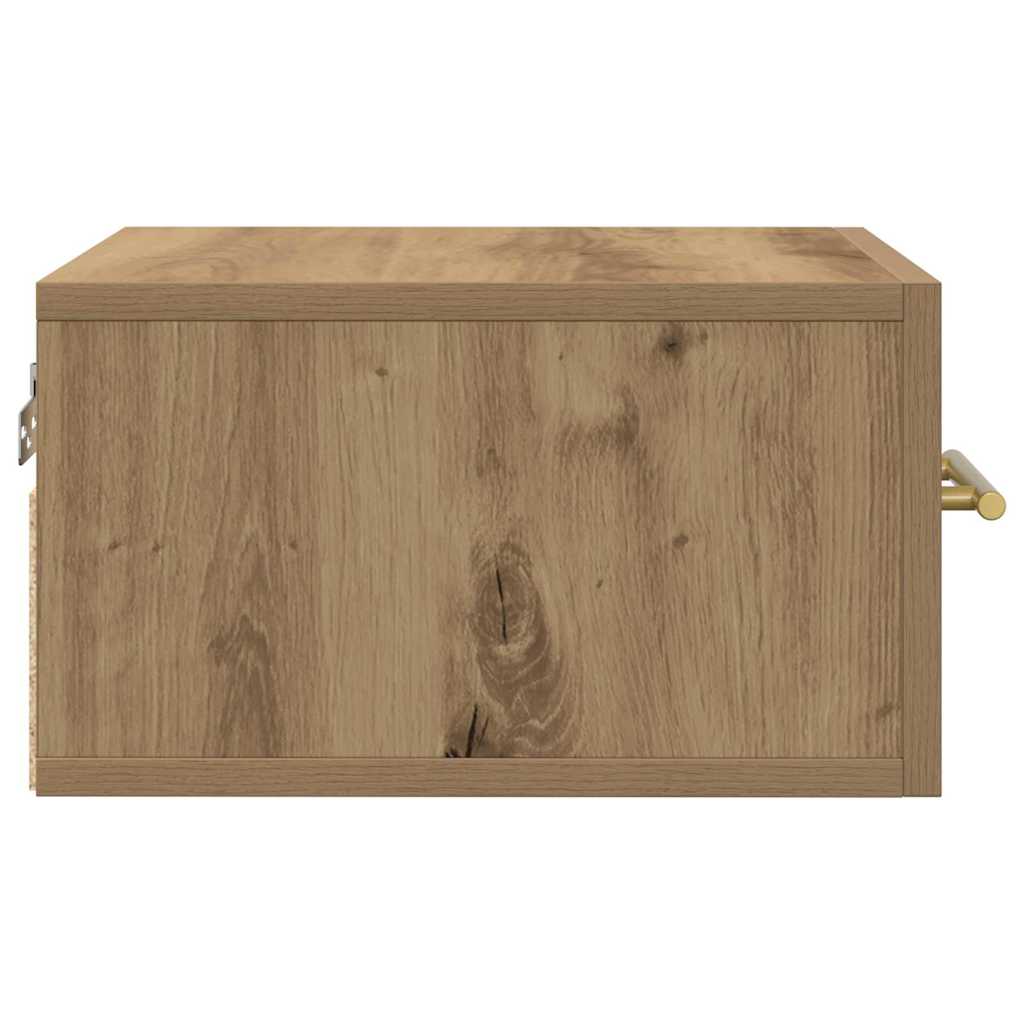 Meuble de chevet mural en chêne artisan 35x35x20 cm