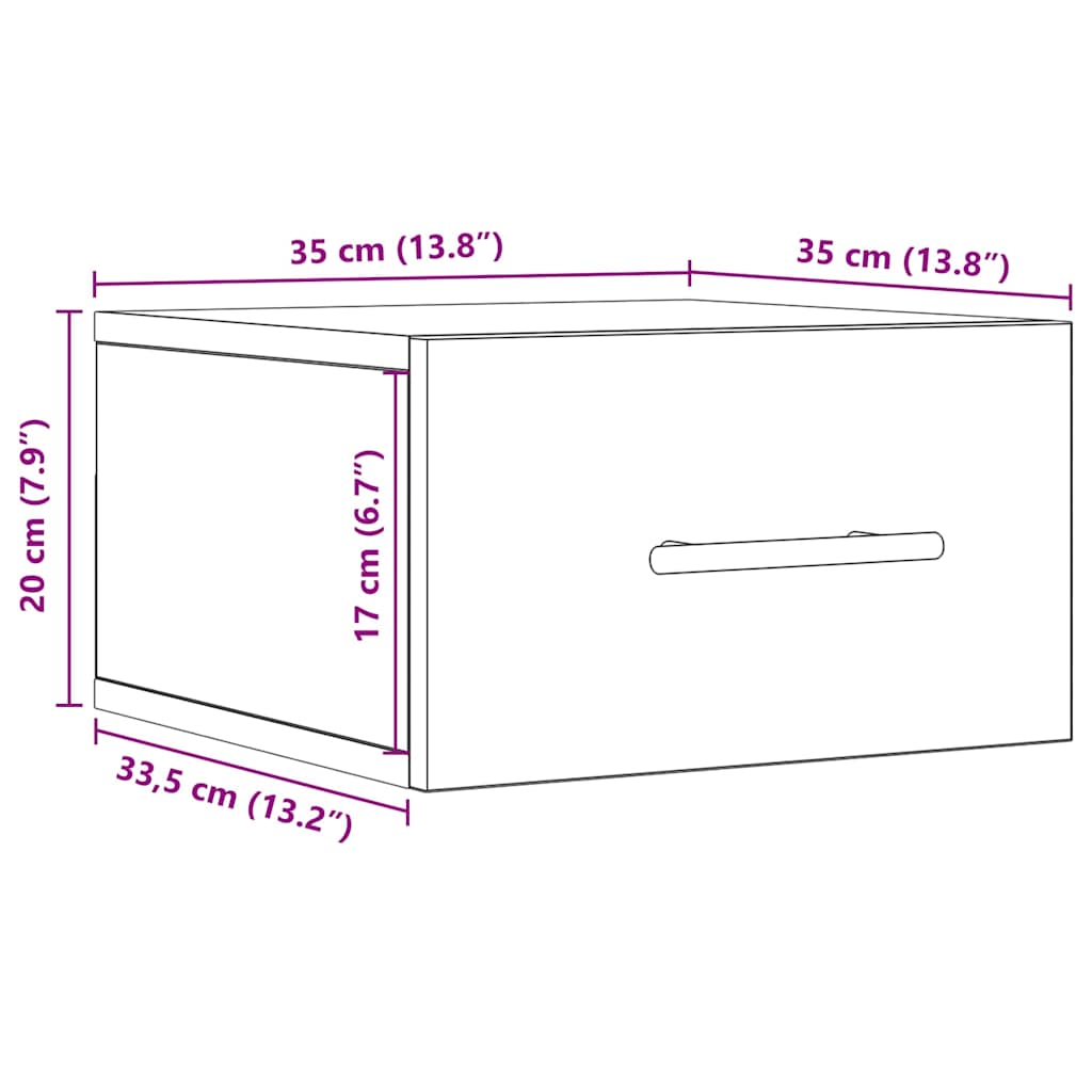 Tables de chevet 2 pcs Murales Chêne Artisan 35x35x20 cm