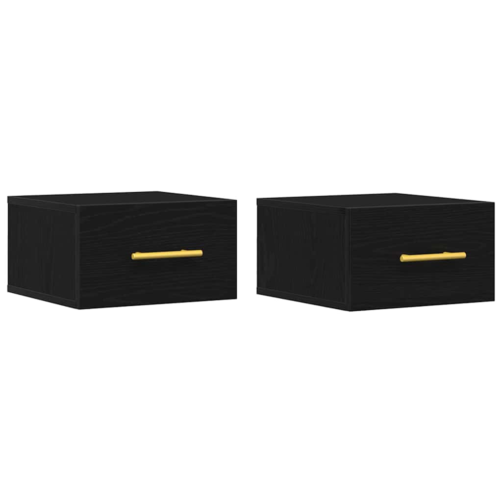 Cabinets de chevet 2 pcs Mur noir chêne 35x35x20 cm