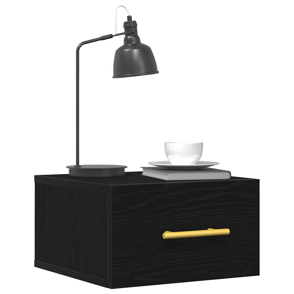 Cabinets de chevet 2 pcs Mur noir chêne 35x35x20 cm