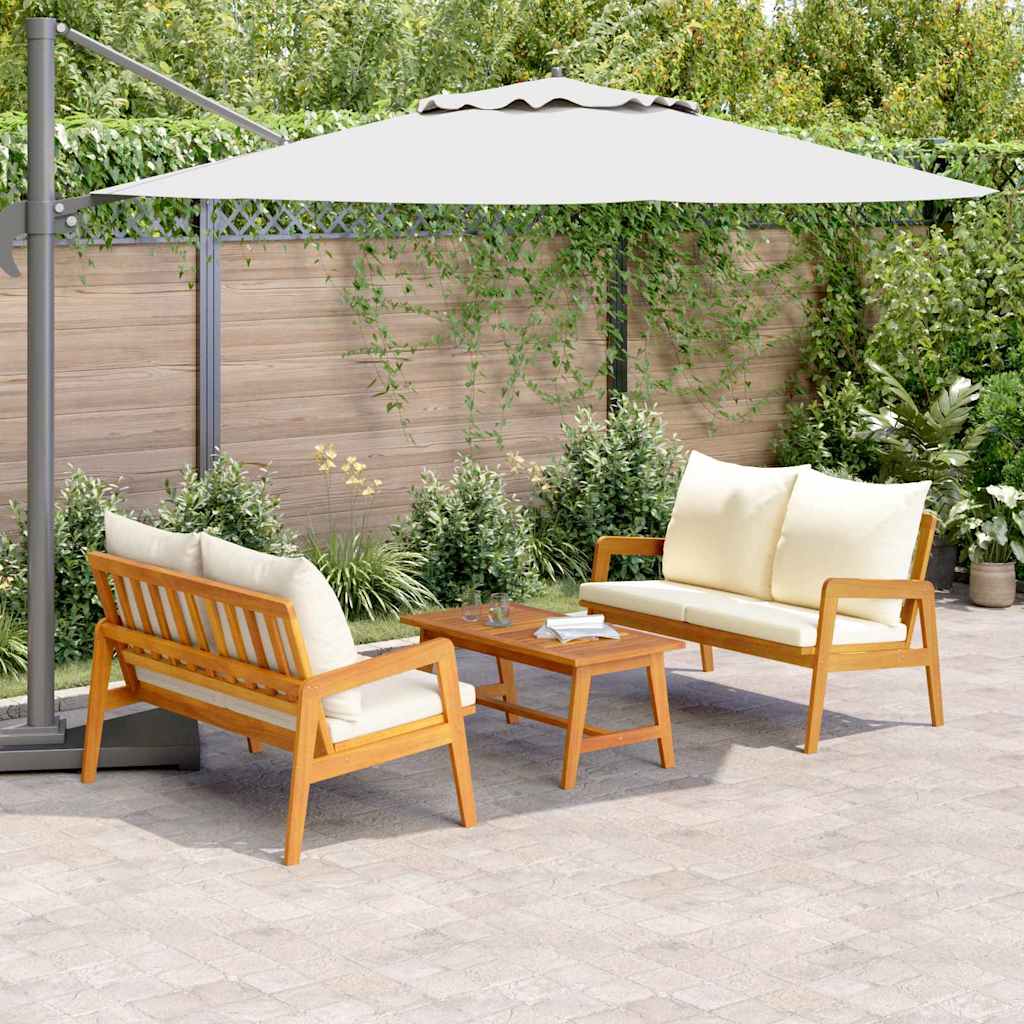 Ensemble bistrot avec coussin 3 pcs Marron Bois d'Acacia Massif