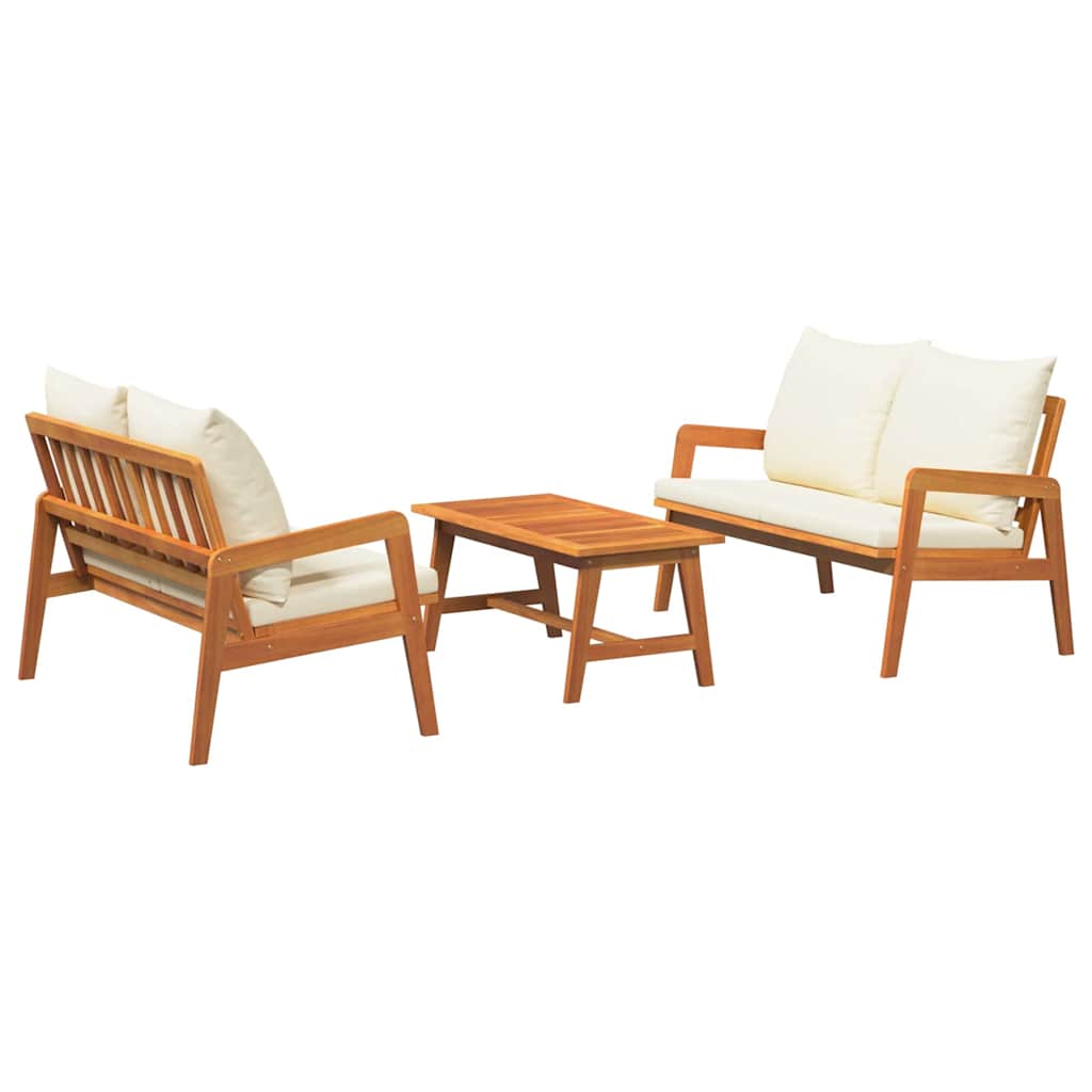 Ensemble bistrot avec coussin 3 pcs Marron Bois d'Acacia Massif