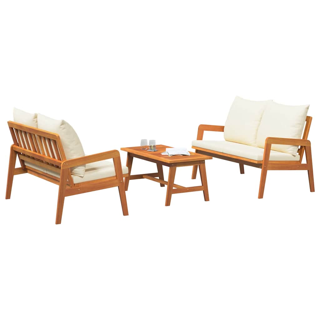 Ensemble bistrot avec coussin 3 pcs Marron Bois d'Acacia Massif