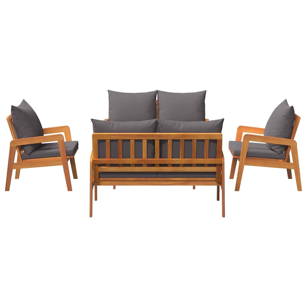 Ensemble bistrot avec coussin 5 pcs Marron Bois d'Acacia Massif