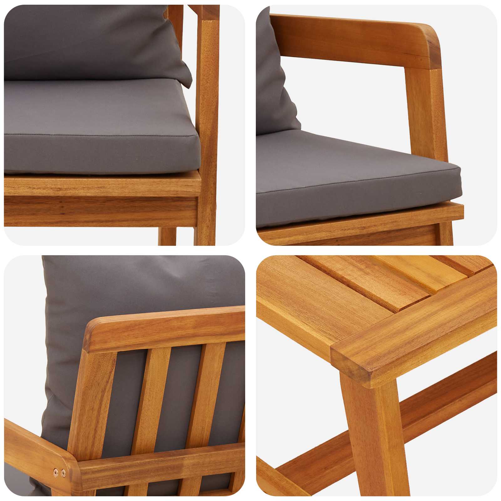 Ensemble bistrot avec coussin 5 pcs Marron Bois d'Acacia Massif