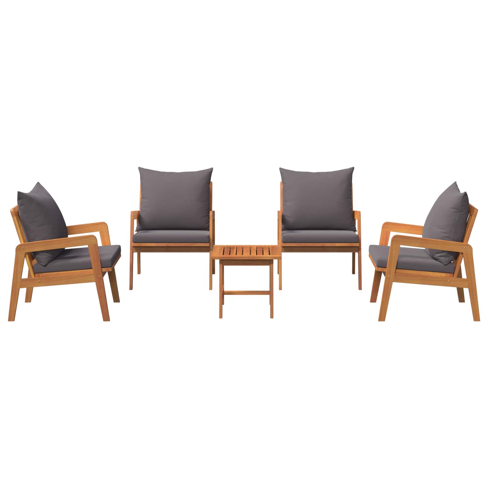 Ensemble bistrot avec coussin 5 pcs Marron Bois d'Acacia Massif