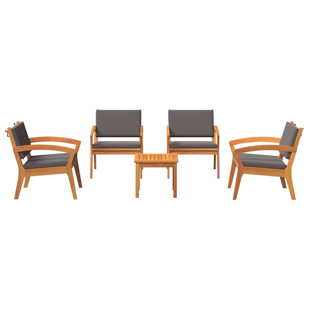 Ensemble bistrot avec coussin 5 pcs Marron Polyester
