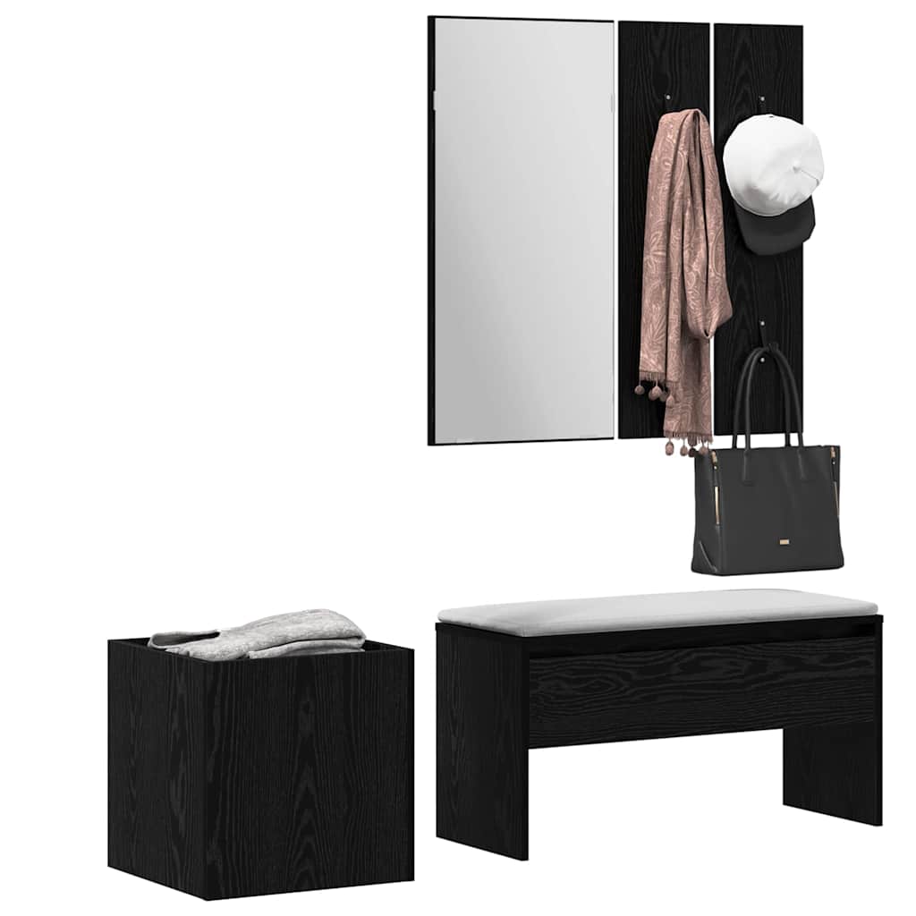 Ensemble de meubles d'entrée 5 pcs Chêne noir et argent - XIOS