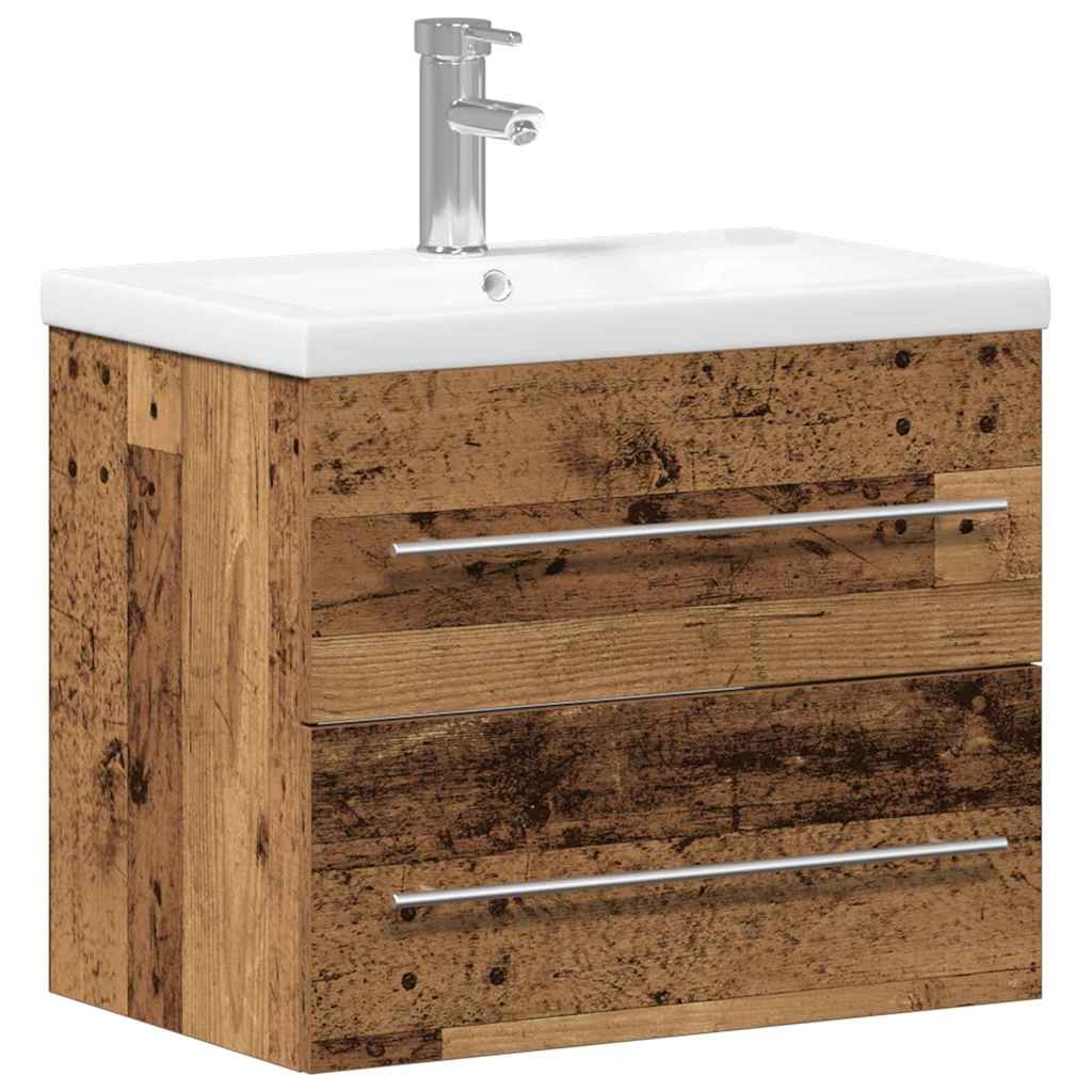 Meuble de Lavabo de Salle de Bain 2 pc Bois Ancien - XIOS