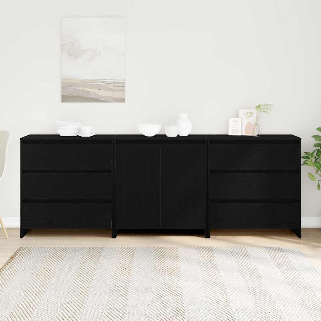 Buffet avec tiroir 3 pcs Noir 70 x 41 x 75 cm Bois d'ingénierie - XIOS