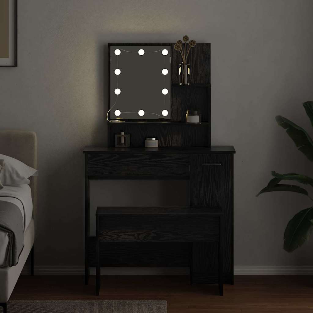 Ensemble de Coiffeuse avec tiroir Chêne noir 86.5 x 35 x 136 cm - XIOS