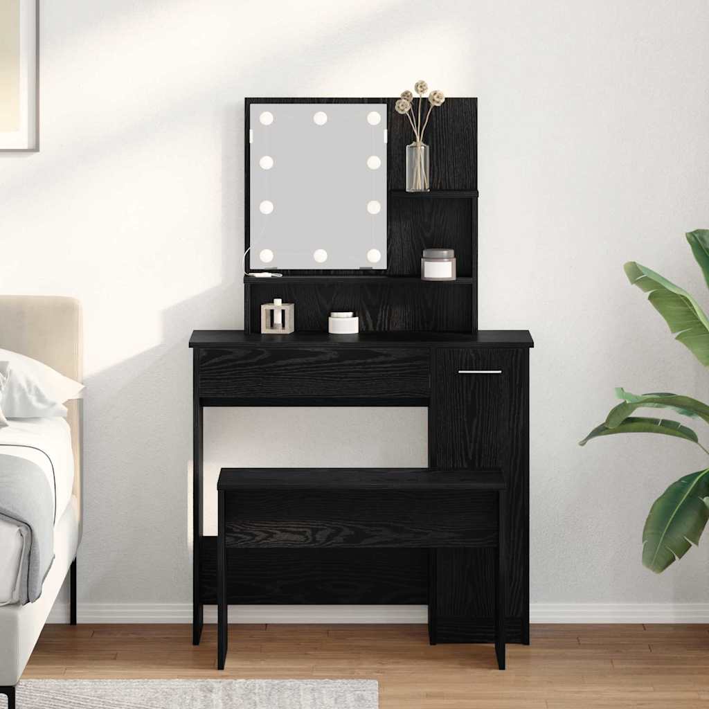 Ensemble de Coiffeuse avec tiroir Chêne noir 86.5 x 35 x 136 cm - XIOS