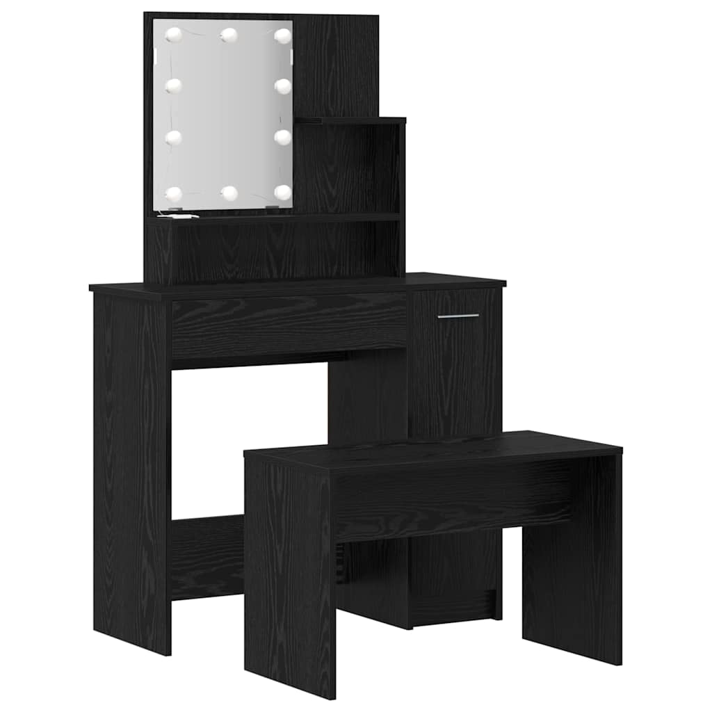Ensemble de Coiffeuse avec tiroir Chêne noir 86.5 x 35 x 136 cm - XIOS
