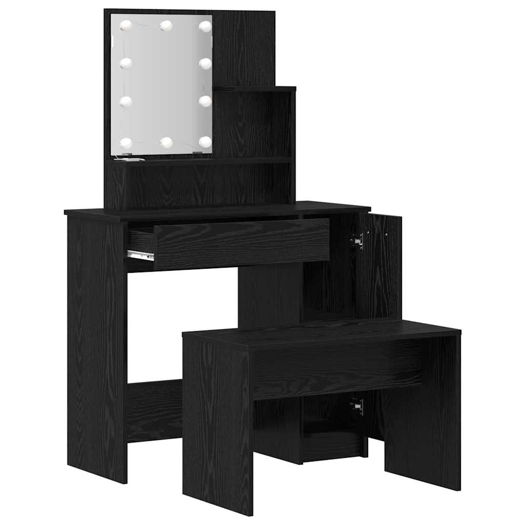 Ensemble de Coiffeuse avec tiroir Chêne noir 86.5 x 35 x 136 cm - XIOS