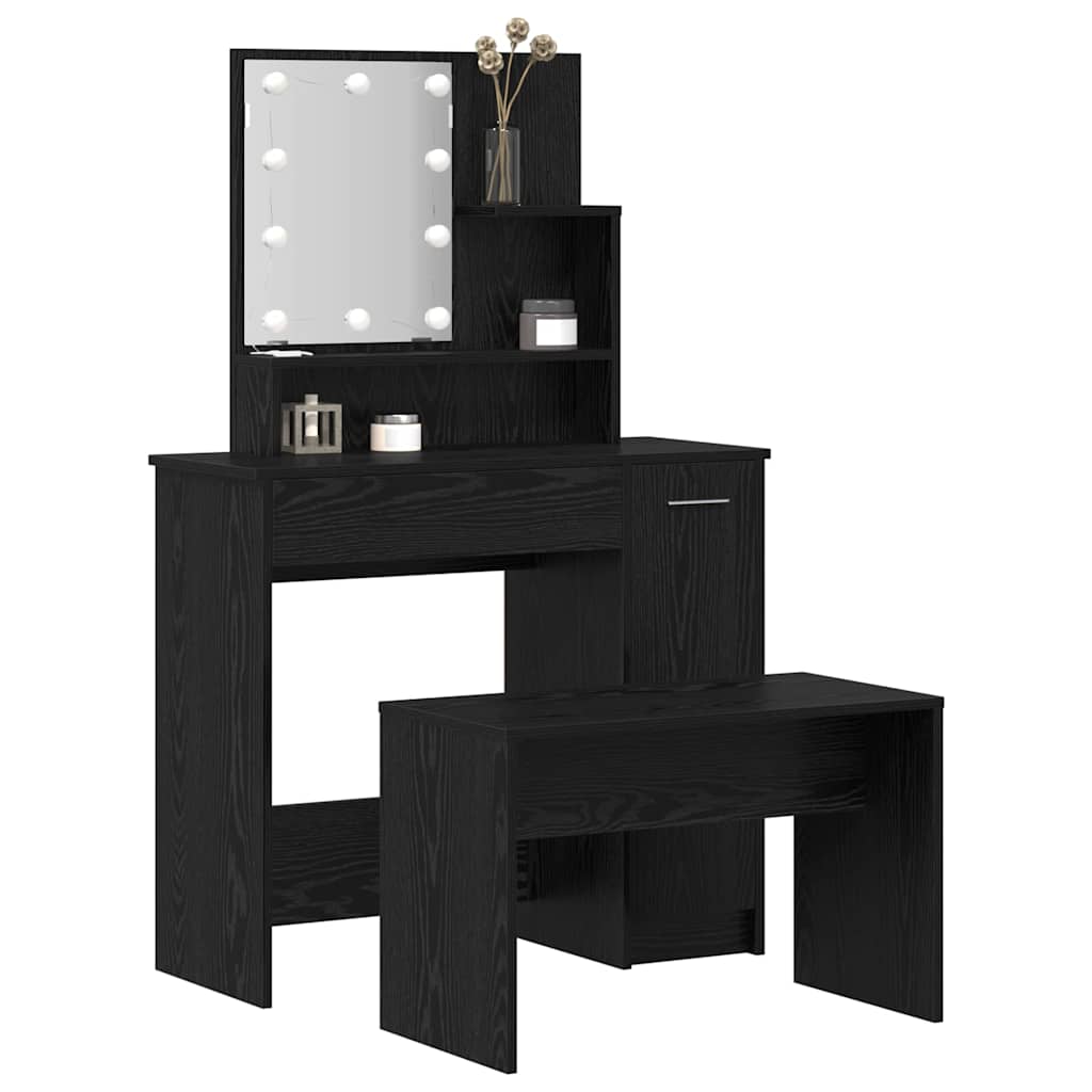 Ensemble de Coiffeuse avec tiroir Chêne noir 86.5 x 35 x 136 cm - XIOS