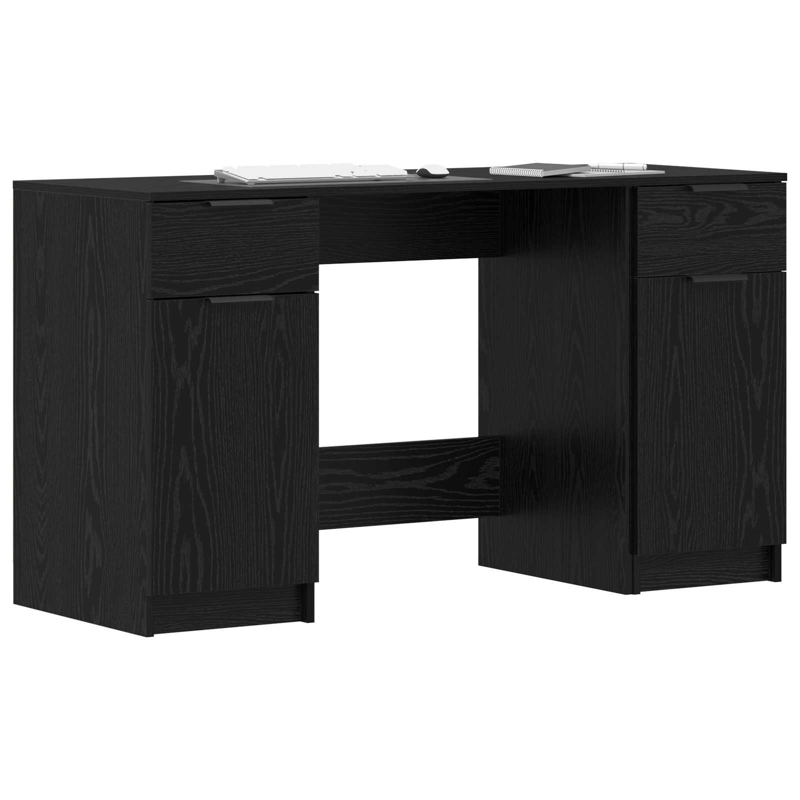Bureau avec porte Chêne noir 133 x 50 x 75 cm Bois d'ingénierie - XIOS