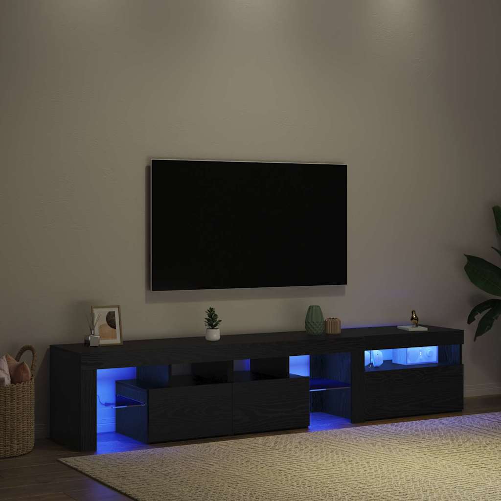 Meubles TV avec Lumières LED 2 pcs Chêne noir Large - XIOS