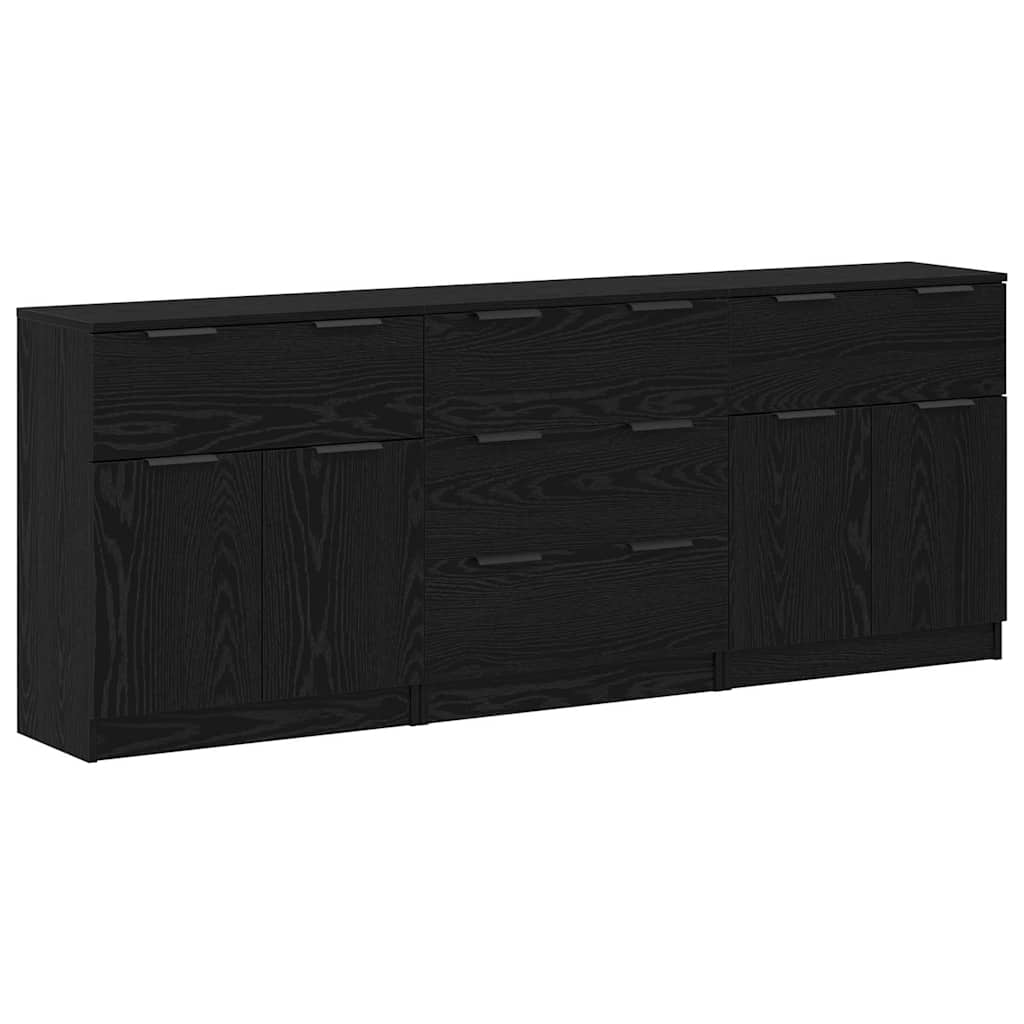 Buffet 3 pcs Chêne noir 60 x 30 x 70 cm Bois d'ingénierie - XIOS