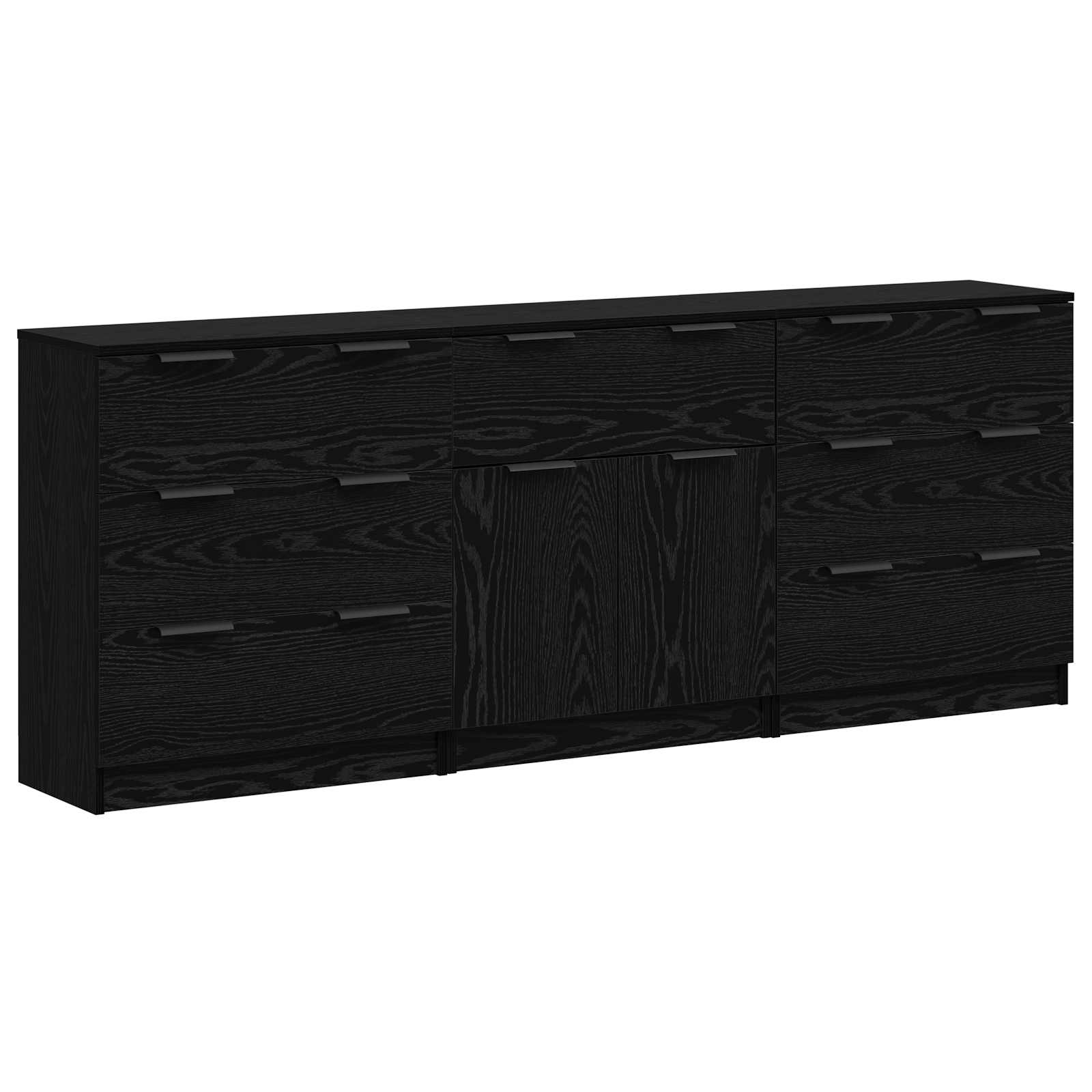Buffet 3 pcs Chêne noir 181 x 30 x 70 cm Bois d'ingénierie