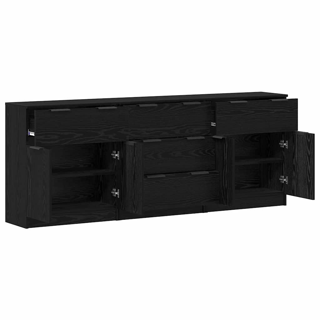 Buffet 3 pcs Chêne noir 60 x 30 x 70 cm Bois d'ingénierie - XIOS