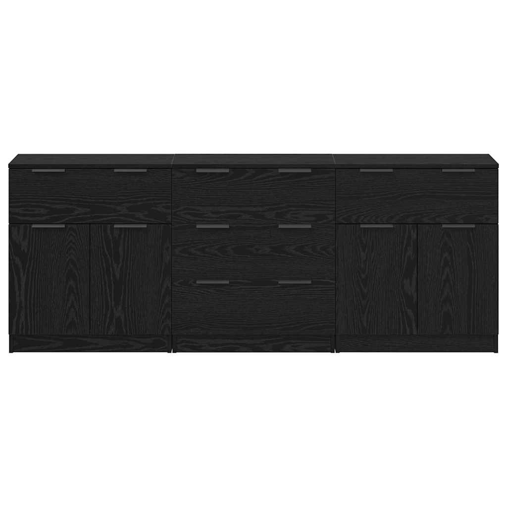 Buffet 3 pcs Chêne noir 60 x 30 x 70 cm Bois d'ingénierie - XIOS