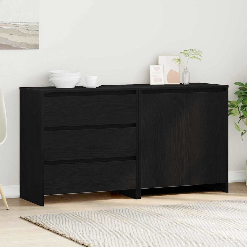 Buffet avec tiroir 2 pcs Noir 70 x 41 x 75 cm Bois d'ingénierie - XIOS