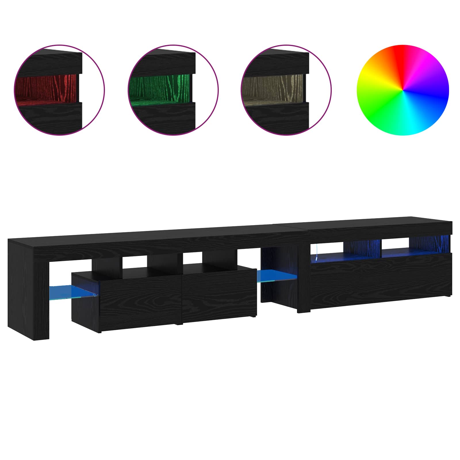 Meuble TV 2 pcs Chêne noir 230 x 36,5 x 40 cm Bois d'ingénierie