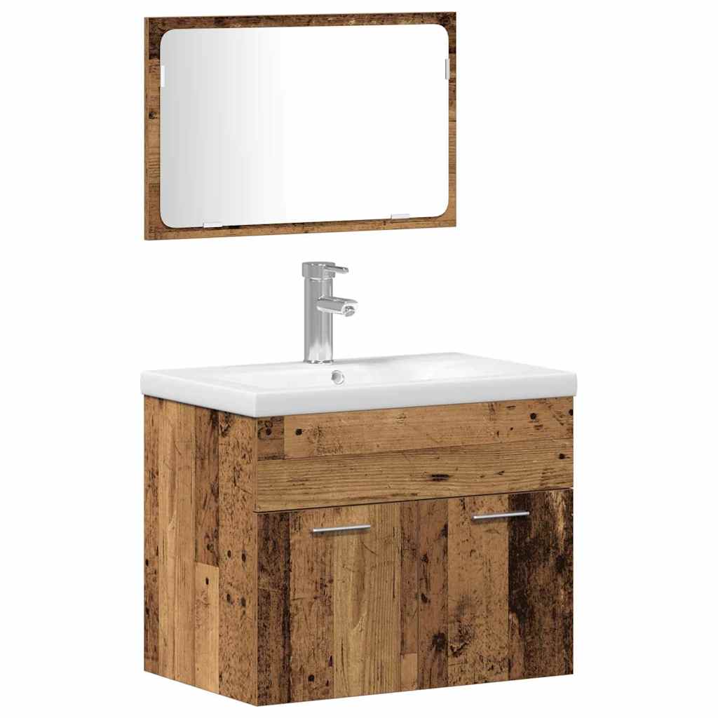 Ensemble de mobilier de salle de bain 3 pièces Marron