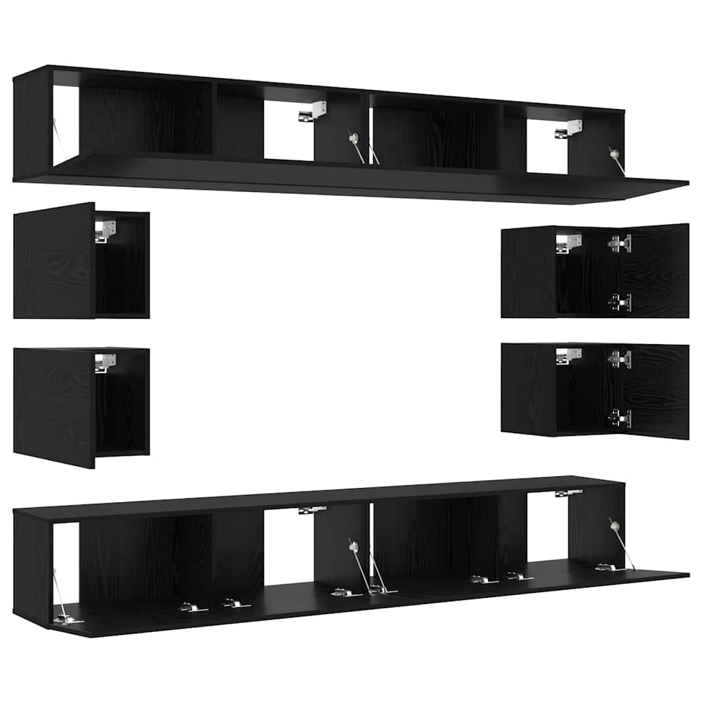 Ensemble meuble TV 8 pcs Chêne noir Bois d'ingénierie - XIOS
