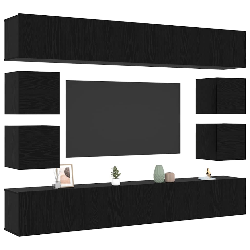Ensemble meuble TV 8 pcs Chêne noir Bois d'ingénierie - XIOS