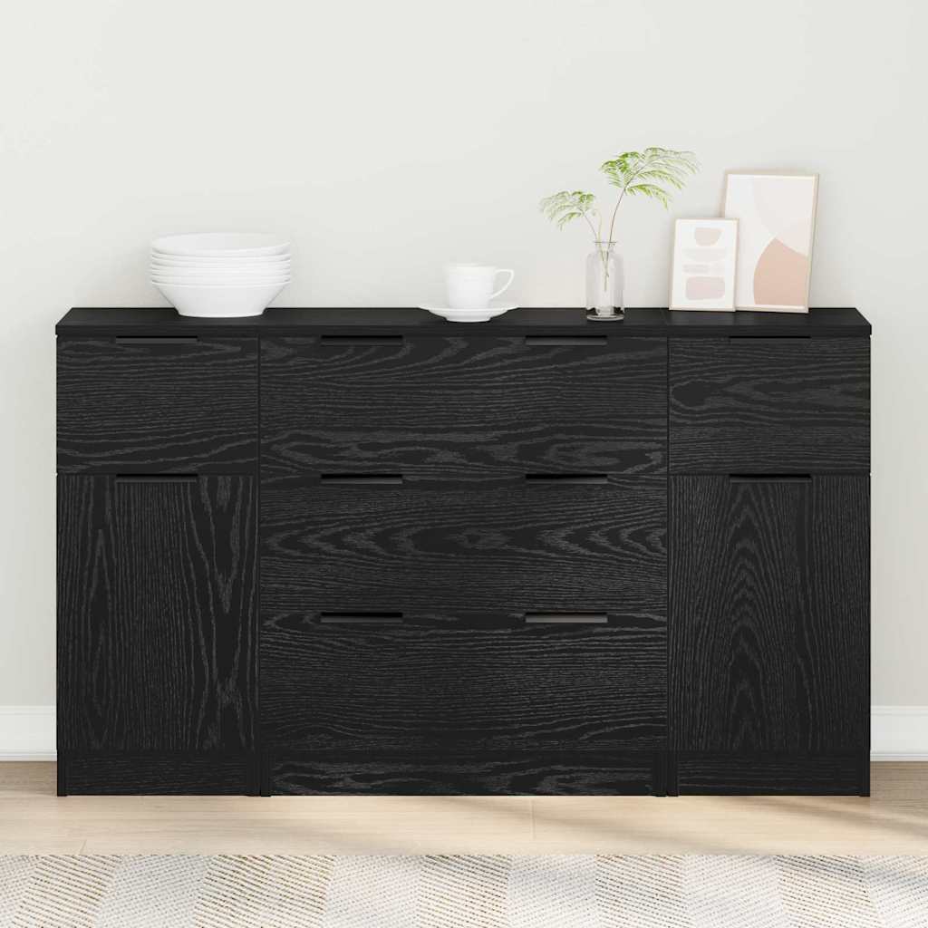 Buffet 3 pcs Chêne noir 121 x 30 x 70 cm Bois d'ingénierie