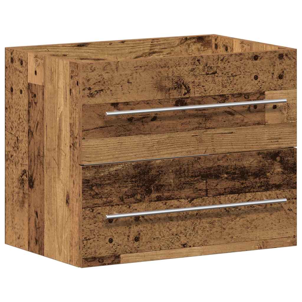 Meuble de Lavabo de Salle de Bain 2 pc Bois Ancien - XIOS