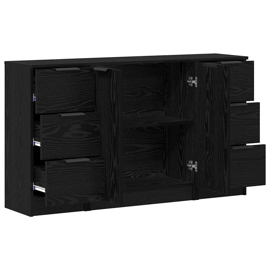 Buffet 3 pcs Chêne noir 121 x 30 x 70 cm Bois d'ingénierie - XIOS