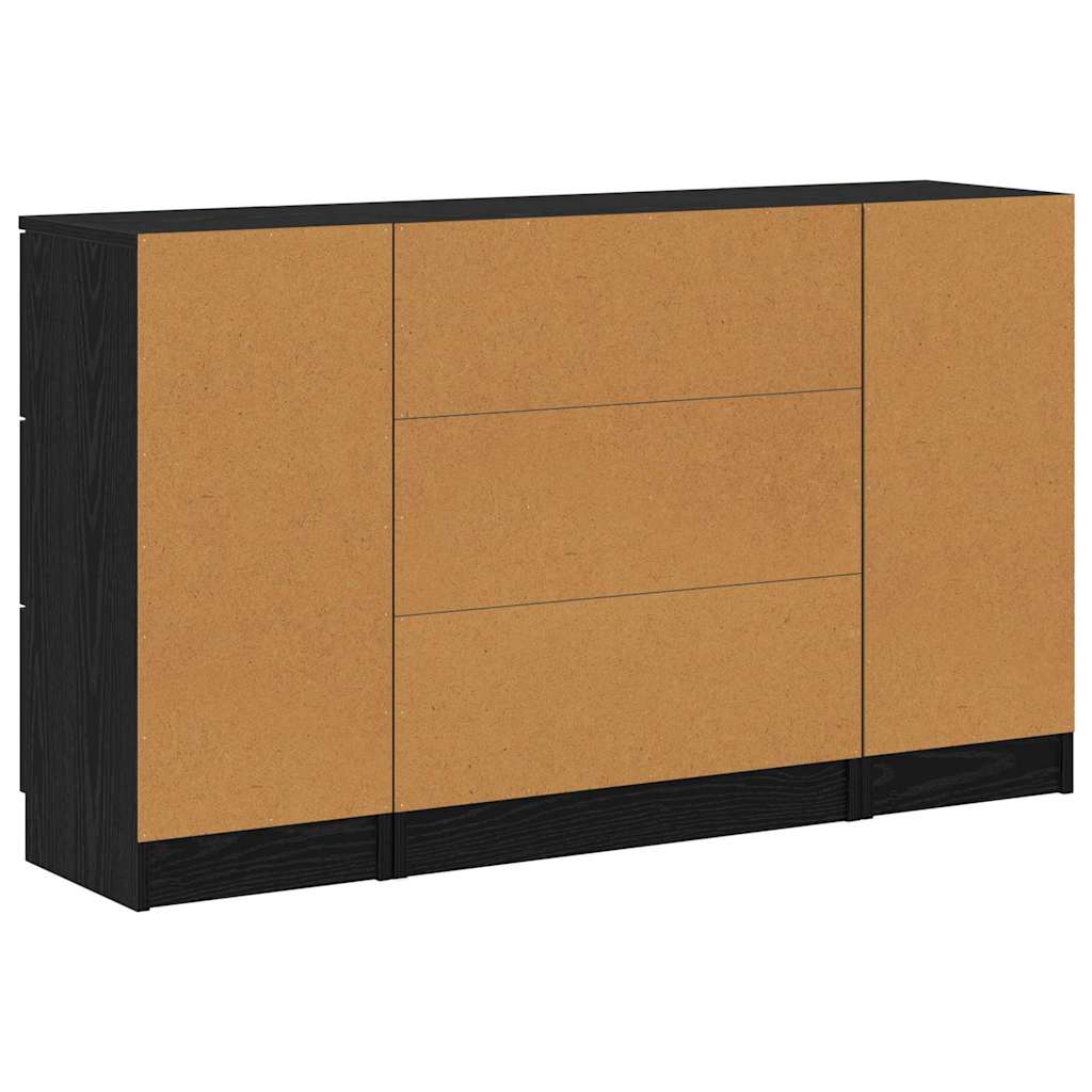 Buffet 3 pcs Chêne noir 121 x 30 x 70 cm Bois d'ingénierie - XIOS