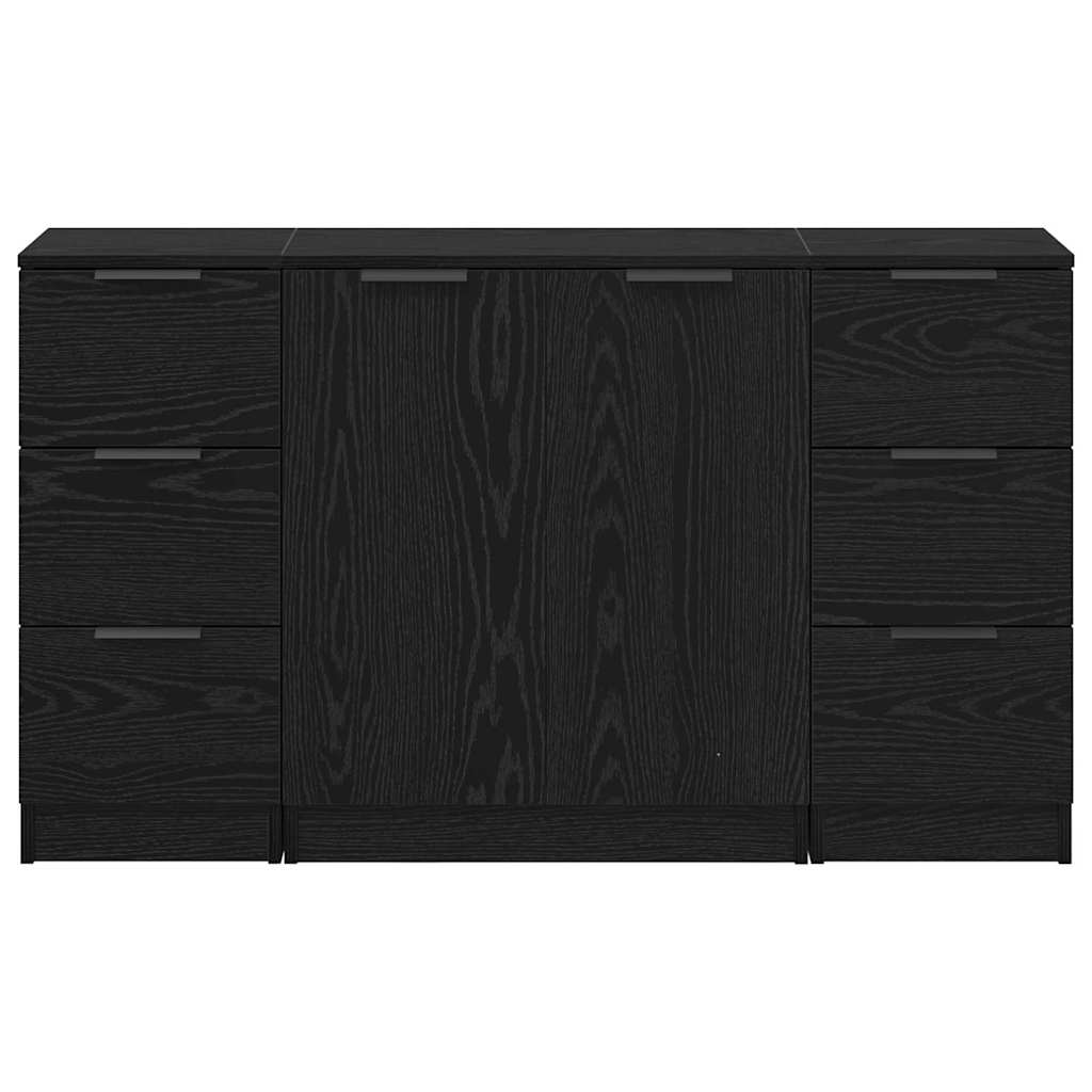 Buffet 3 pcs Chêne noir 121 x 30 x 70 cm Bois d'ingénierie - XIOS