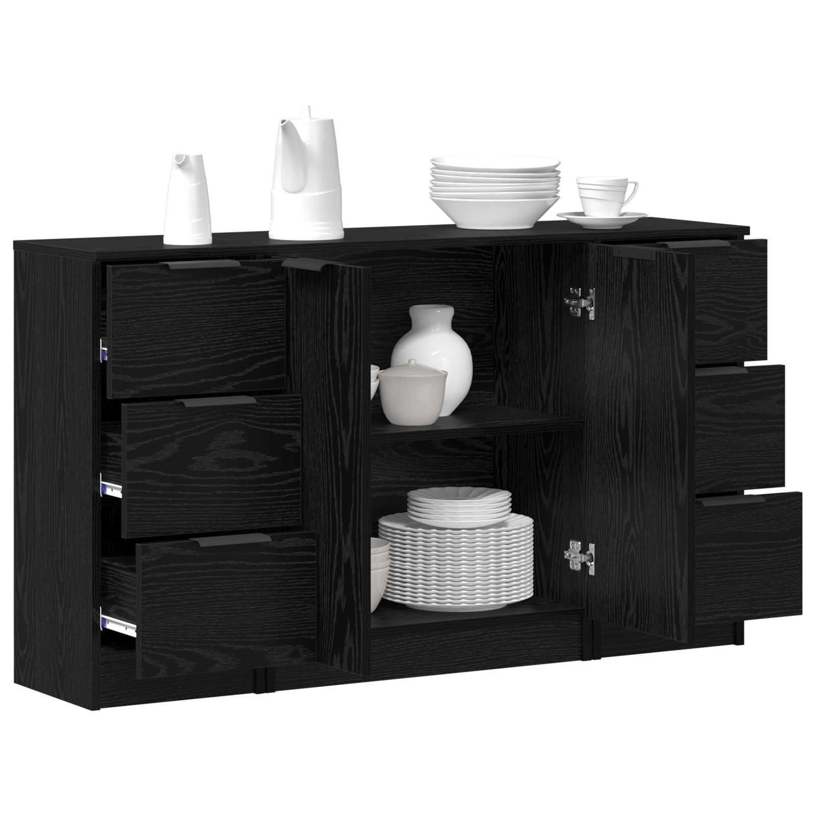 Buffet avec tiroir 3 pcs Chêne noir Bois d'ingénierie - XIOS