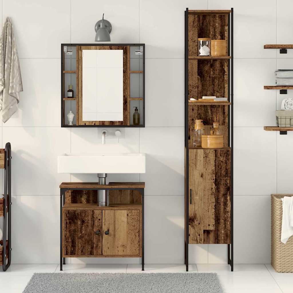 Ensemble de mobilier de salle de bain 3 pc Bois Ancien