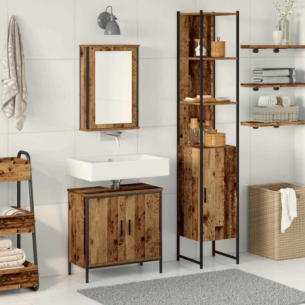 Ensemble de mobilier de salle de bain 3 pièces Marron
