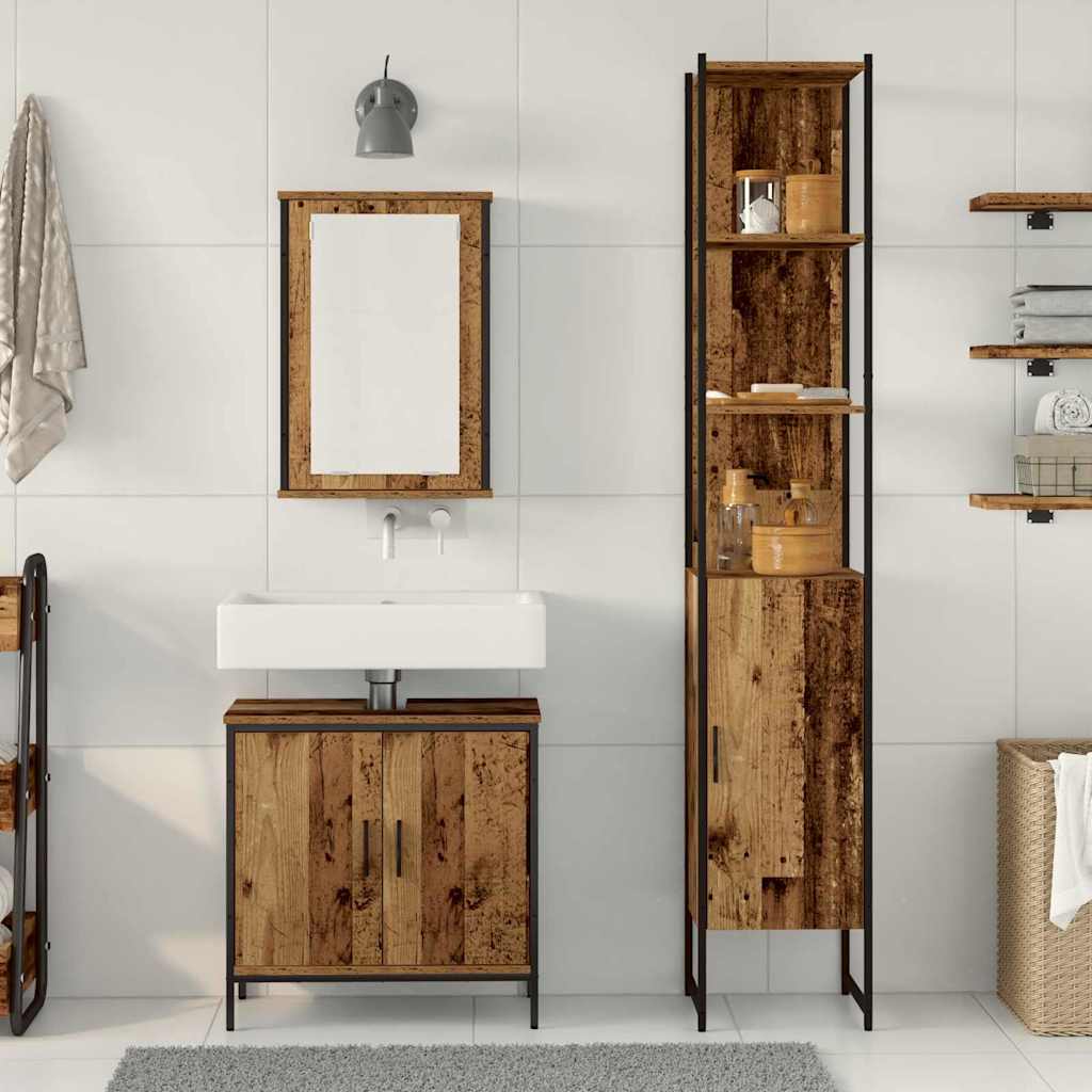 Ensemble de mobilier de salle de bain 3 pièces Marron