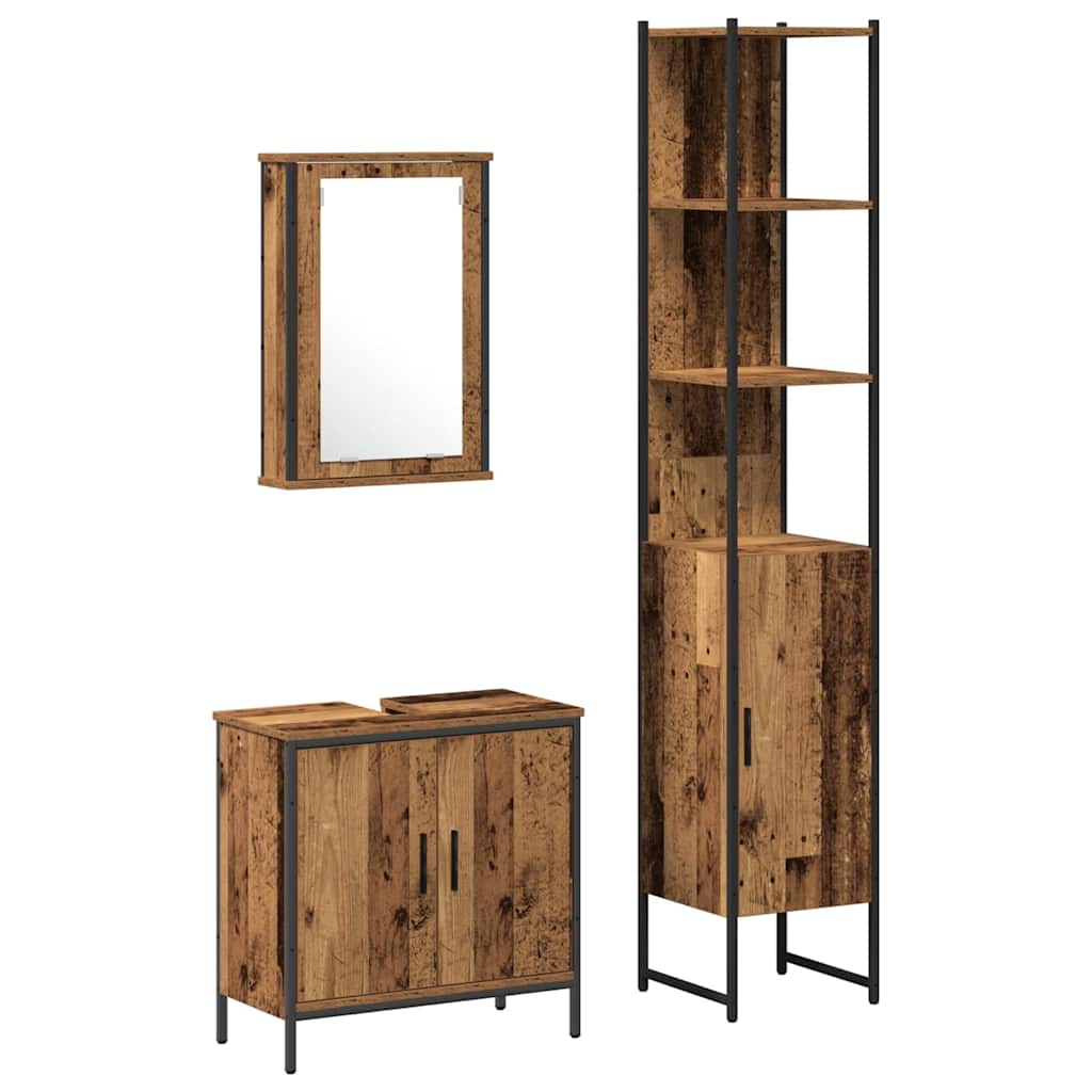 Ensemble de mobilier de salle de bain 3 pièces Marron