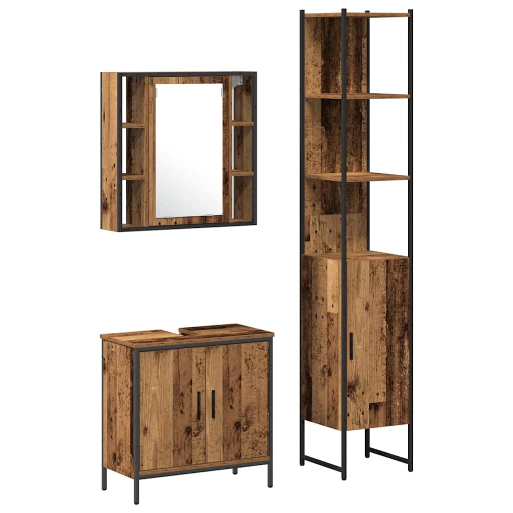 Meubles de salle de bain 3 pc Marron 33 x 33 x 185,5 cm - XIOS