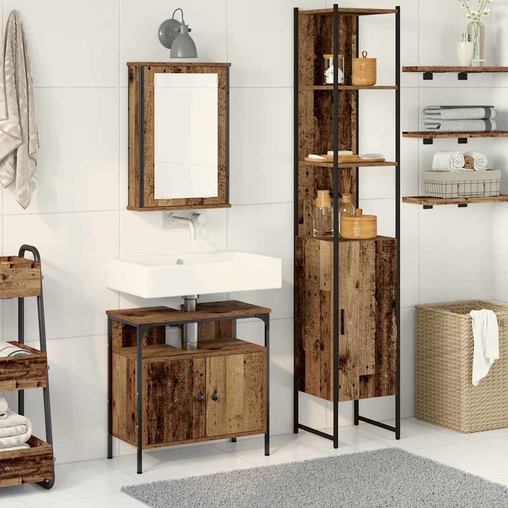 Ensemble de mobilier de salle de bain 3 pc Bois Ancien