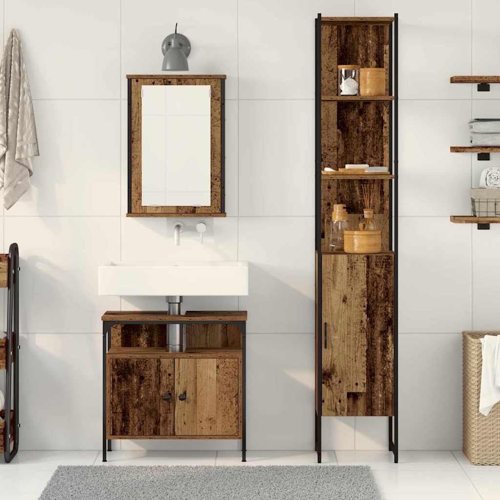 Ensemble de mobilier de salle de bain 3 pc Bois Ancien