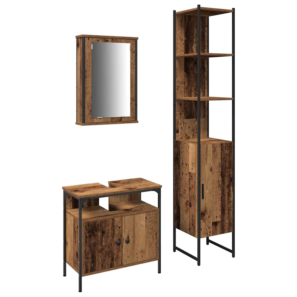 Ensemble de mobilier de salle de bain 3 pc Bois Ancien