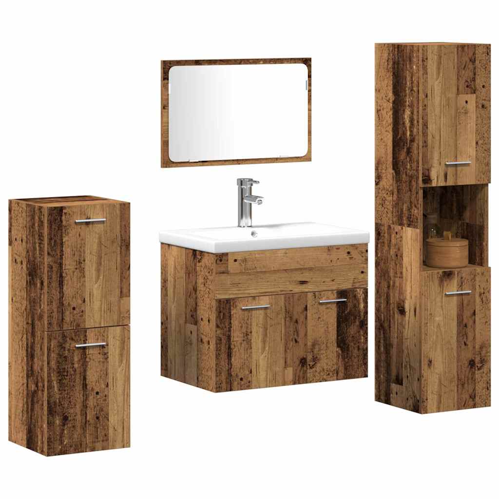 Ensemble de mobilier de salle de bain 4 pc Bois Ancien